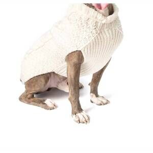 NEW CHILLY DOGS cable knit dog sweater in cream